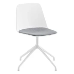 Viccarbe Maarten Chair, Pyramid Swivel Base, White - Grey Seat Cushion