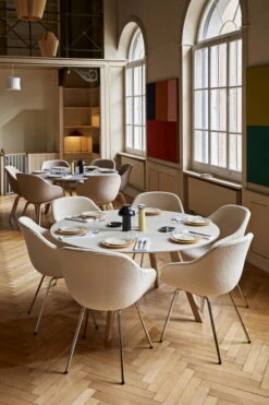 HAY CPH25 Round Table, 140 Cm, Soaped Oak - Offwhite Lino 11 HAY CPH25 Round Table, 140 Cm, Soaped Oak - Offwhite Lino -Fatboy Sales Store AAC 127 Flamiber cream A5 chrome base CPH 25 off white lino soaped oak base PC Portable black Salt and Pepper Enamel Dish sprinkle black