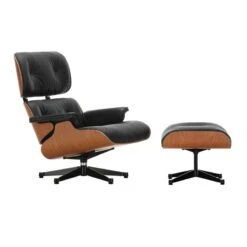Vitra Eames Lounge Chair&Ottoman, New Size, American Cherry - Black