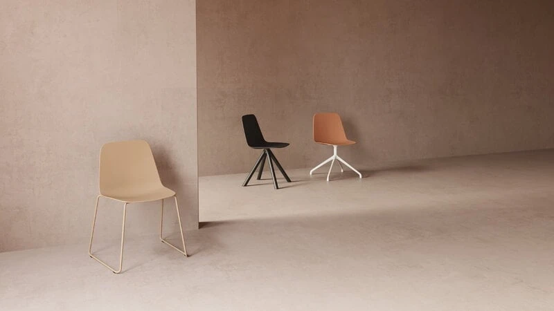 Viccarbe Maarten Chair, Pyramid Swivel Base, White - Taupe 4 Viccarbe Maarten Chair, Pyramid Swivel Base, White - Taupe - Image 2