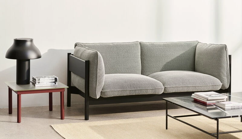 HAY Kofi Table 80 X 80 Cm, Barn Red Lacquered Oak - Reeded Glass - Image 4