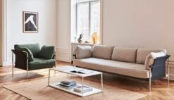 HAY Eiffel Coffee Table, Rectangle, 110 X 50 Cm, Warm Sand -Fatboy Sales Store CAN 1 Seater Steelcut 975 chrome frame black canvas CAN 3 Seater Ruskin 05 chrome frame black canvas Eiffel Coffee Table