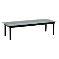 HAY Kofi Table 140 X 50 Cm, Black Lacquered Oak - Grey Glass