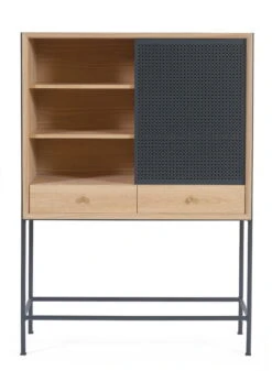 Hartô Gabin Cabinet, Oak - Slate Grey -Fatboy Sales Store HARTO GABIN cabinet leftdooropen slategrey HD
