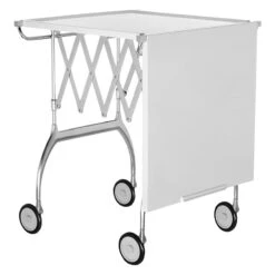 Kartell Battista Folding Serving Trolley/side Table, White - Chrome