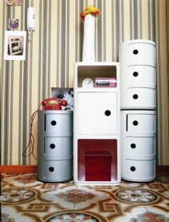 Kartell Componibili Storage Unit, 3 Modules, Silver -Fatboy Sales Store KT4967 SI silver kartell