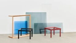 HAY Kofi Table 80 X 80 Cm, Barn Red Lacquered Oak - Reeded Glass -Fatboy Sales Store Kofi tabletop frame 1