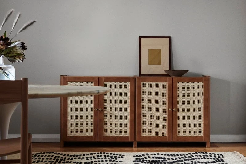 Lundia Classic Sideboard W/ Rattan Doors, Brown Lacquered 5 Lundia Classic Sideboard W/ Rattan Doors, Brown Lacquered - Image 3