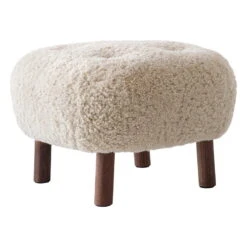 &Tradition Little Petra ATD1 Pouf, Moonlight Sheepskin - Walnut