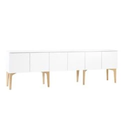 Lundia Fuuga TV Table With Doors, White - Oak
