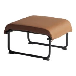 Yrjö Kukkapuro Remmi Ottoman, Black - Cognac Leather