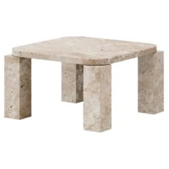 New Works Atlas Coffee Table, 60 X 60 Cm, Unfilled Travertine