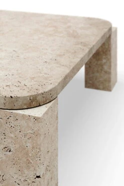 New Works Atlas Coffee Table, 60 X 60 Cm, Unfilled Travertine -Fatboy Sales Store New Works Packshots Atlas 820 Travertine Detail