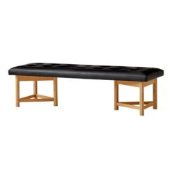 Ornäs Kolmiojalka Bench, 180 Cm, Oak - Black Leather