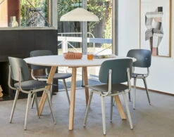 HAY CPH25 Table Round, 140 Cm, Lacquered Oak - Off White Lino -Fatboy Sales Store Revolt granite grey seat and back beige steel CPH 25 off white lino wb lacquer oak Pao Steel Pendant 470 cream white 01