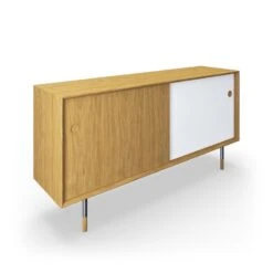 Sibast No 11 Sideboard, Oiled Oak, White - Yellow -Fatboy Sales Store SB NO11 SIDEBOARD OO WHITE Sideboard Sibast No 11 Metal legs Oak Oil Front None White Side 1