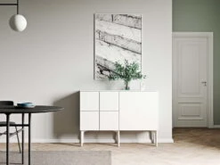 Lundia Fuuga Sideboard, 128 Cm, White - White -Fatboy Sales Store Scene 01 Lundia Fuuga sideboard twopart 4doors1door 128x92x3428white legs29 01