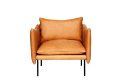 Fogia Tiki Armchair, Large, Black Steel - Cognac Leather -Fatboy Sales Store Tiki 1 Seat Vintage Cognac Front sRGB 8bit 8x6k On White