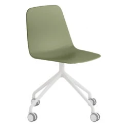 Viccarbe Maarten Chair, Pyramid Casters Base, White - Dusty Green