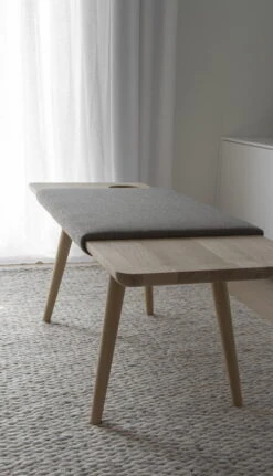 Woud Baenk Bench, White Lacquered Oak - Light Brown -Fatboy Sales Store WOUD Baenk bench Credit philcohen 5