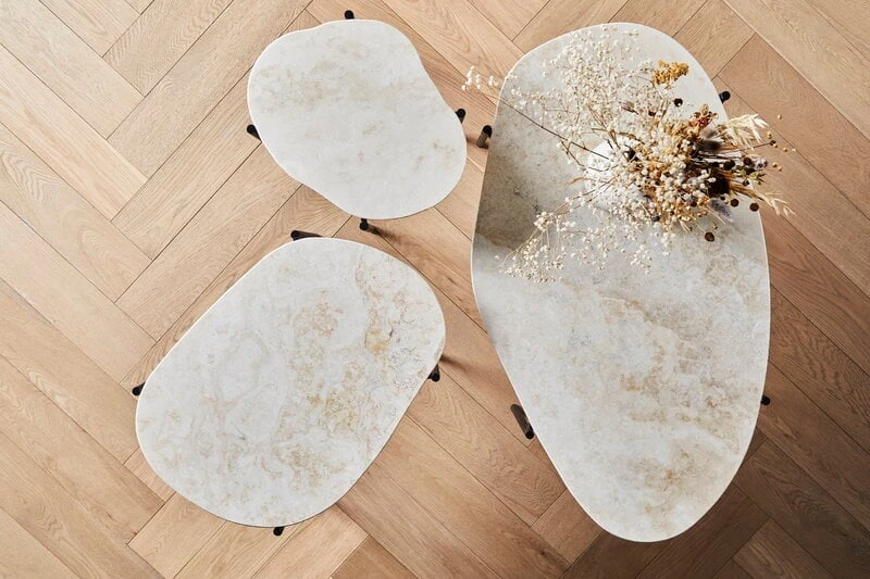 Woud La Terra Occasional Table, M, Ivory Travertine - Black 4 Woud La Terra Occasional Table, M, Ivory Travertine - Black - Image 2