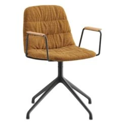 Viccarbe Maarten Armchair, Pyramid Swivel Base, Black- Remix433- Matt Oak