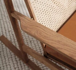 Warm Nordic Swing Rocking Chair, Teak - Silk Cognac Leather -Fatboy Sales Store warmnordic furniture swing frenchcane detail teak